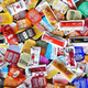 table full of fast food sauces